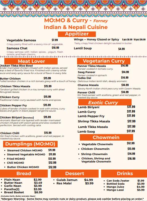 MOMO & Curry Forney Menu image 1